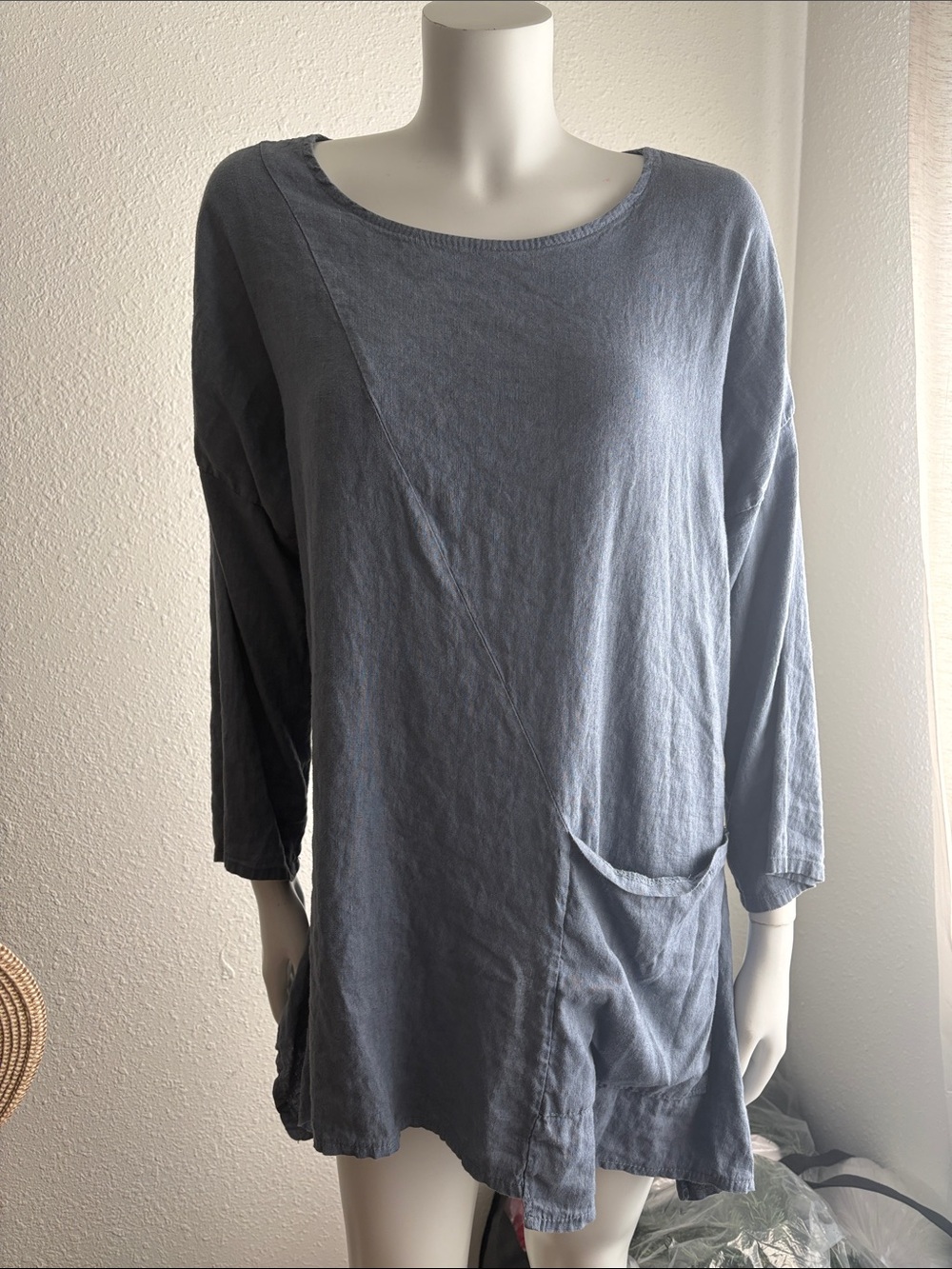 Saga -Women's Slate Blue Long Sleeve Tunic Top